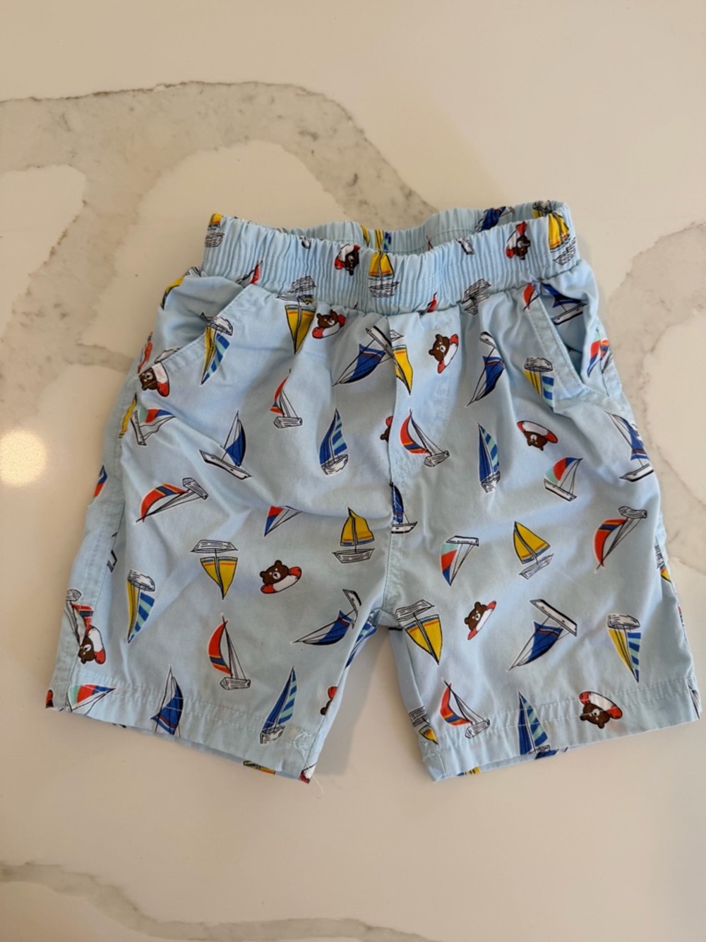 BearPaw Light Blue Sailboat Print Shorts